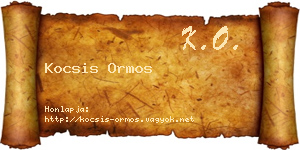 Kocsis Ormos névjegykártya